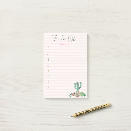 Cactus Succulent striped to do List Post-it® Notes (Op bureau)
