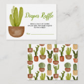 Cactus Succulent Terracotta Pot Baby Diaper Raffle Informatiekaartje (Voorkant / Achterkant)