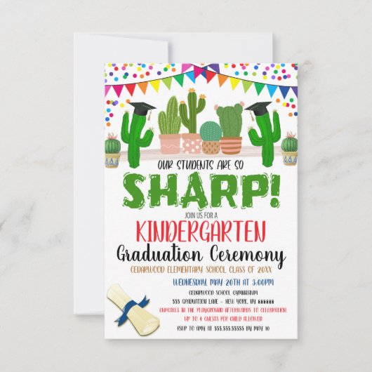 Cactus Succulent Thema Afstuderen Invitation Kaart (Voorkant)