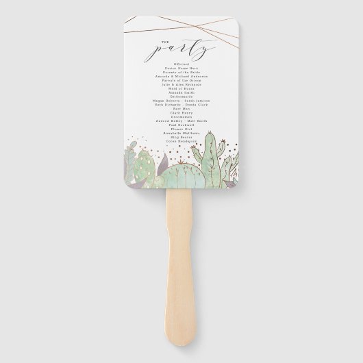 Cactus & Succulent Trendy Huwelijksceremonie Progr Handwaaier (Achterkant)