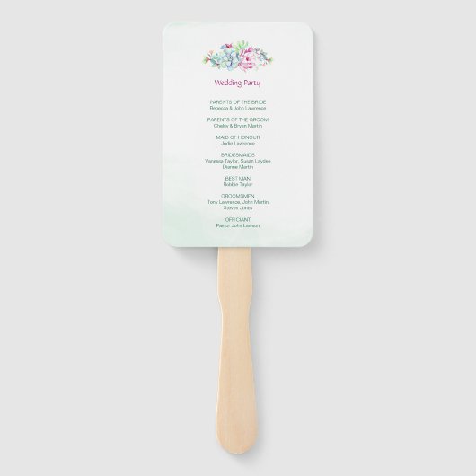 Cactus & Succulent Trouwceremonie Programma's Handwaaier (Achterkant)