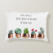 Cactus Succulent Uw favoriete Citaat, Song Accent Kussen (Achterkant)