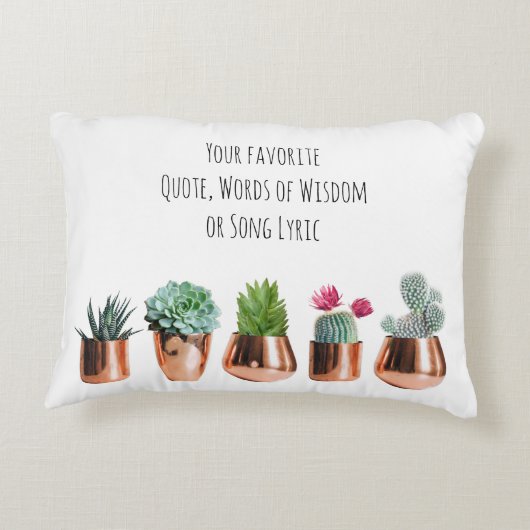 Cactus Succulent Uw favoriete Citaat, Song Accent Kussen (Achterkant)