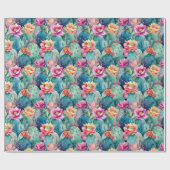 Cactus succulent waterverf botanisch patroon cadeaupapier (Vlak)