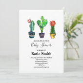 cactus, succulent, waterverf, fiesta, baby shower kaart (Staand voorkant)