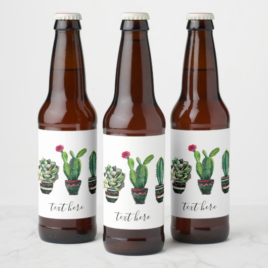 cactus, succulent, waterverf, fiesta, mexican; bier etiket (Flessen)