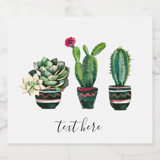 cactus, succulent, waterverf, fiesta, mexican; bier etiket (Enkel label)