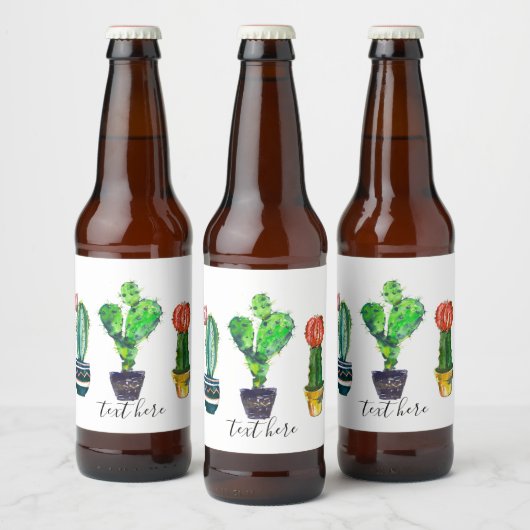 cactus, succulent, waterverf, fiesta, mexican; bier etiket (Flessen)