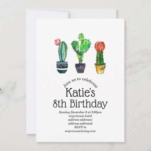 cactus, succulent, waterverf, fiesta, mexican; kaart (Voorkant)