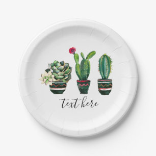 cactus, succulent, waterverf, fiesta, mexican; papieren bordje