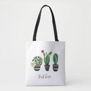cactus, succulent, waterverf, fiesta, mexican; tote bag