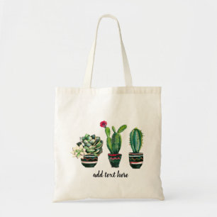 cactus, succulent, waterverf, fiesta, mexican; tote bag