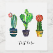 cactus, succulent, waterverf, fiesta, mexican; wijn etiket (Enkel label)