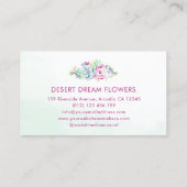 Cactus Succulent Waterverf Floral Modern Visitekaartje (Achterkant)