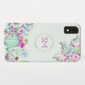 Cactus succulent Waterverf geometrisch monogram Case-Mate iPhone Case (Achterkant (horizontaal))