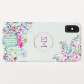 Cactus succulent Waterverf geometrisch monogram Case-Mate iPhone Case (Achterkant (horizontaal))