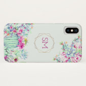 Cactus succulent Waterverf geometrisch monogram Case-Mate iPhone Case (Achterkant (horizontaal))