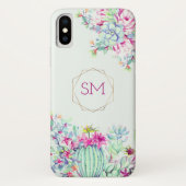 Cactus succulent Waterverf geometrisch monogram Case-Mate iPhone Case (Achterkant)
