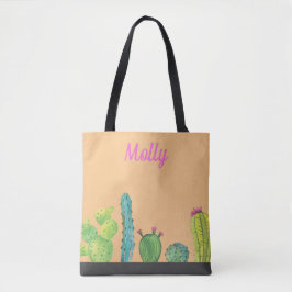 Cactus Succulent Waterverf Personaliseer Markt Tas