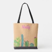 Cactus Succulent Waterverf Personaliseer Markt Tas (Achterkant)