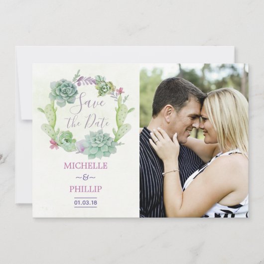 Cactus Succulent Wedding Save the Date (Voorkant)
