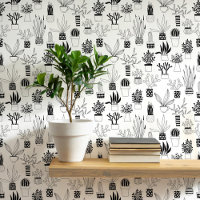 Cactus Succulent Zwart-wit Kunst