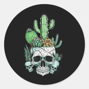Cactus succulente schedel Shirten voor vrouwen Man Ronde Sticker