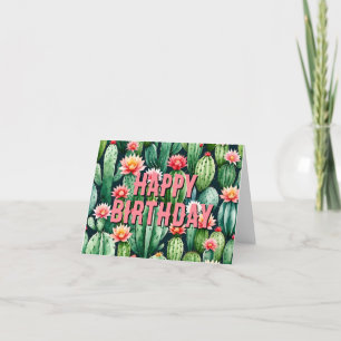 cactus succulenten aquarel dubbelgevouwen verjaard bedankkaart