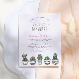 Cactus & Succulenten | Botanische Verjaardagsfeest Uitnodiging Briefkaart