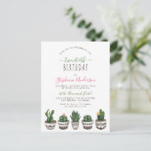 Cactus & Succulenten | Botanische Verjaardagsfeest Uitnodiging Briefkaart (Staand voorkant)