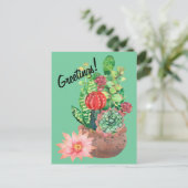 Cactus, Succulenten, Cactus Flower, Arrangement Briefkaart (Staand voorkant)
