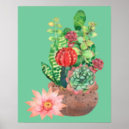 Cactus, Succulenten, Cactus Flower, Arrangement Poster