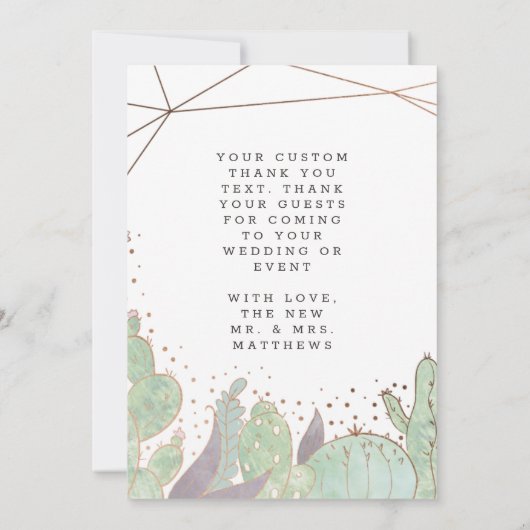 Cactus & Succulenten Geo Bruiloft Liefde en Bedank Bedankkaart (Achterkant)