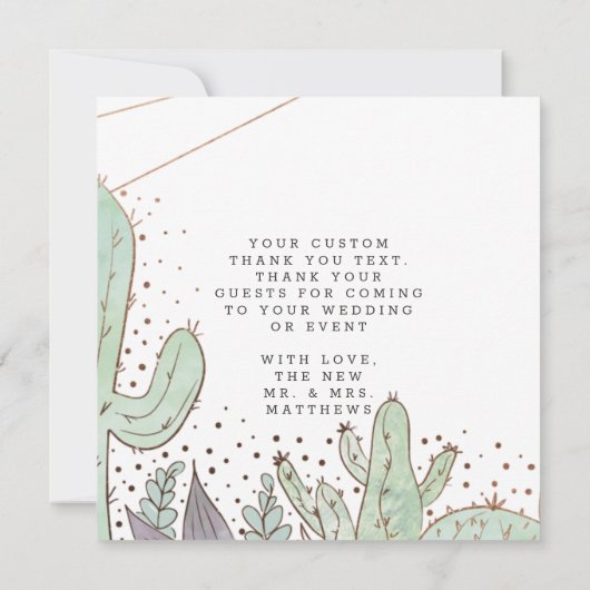 Cactus & Succulenten Geo Liefde en Bedankt Vierkan (Achterkant)