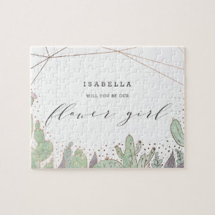 Cactus & Succulenten Geometrisch Bloemenmeisje Voo Legpuzzel