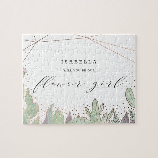 Cactus & Succulenten Geometrisch Bloemenmeisje Voo Legpuzzel (Horizontaal)