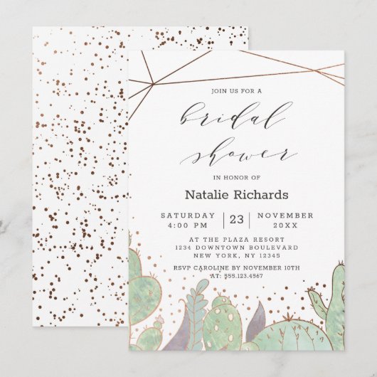 Cactus & Succulenten Geometrisch Chic Vrijgezellen Kaart (Voorkant / Achterkant)