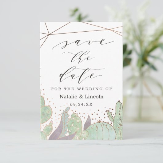 Cactus & Succulenten Geometrische Terrarium Bruilo Save The Date (Staand voorkant)