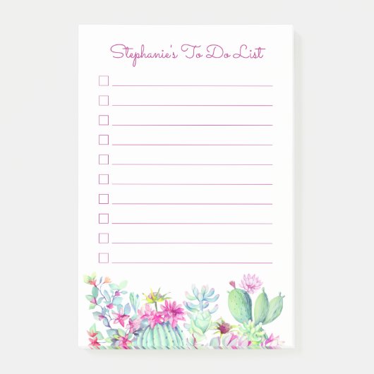 Cactus succulenten gepersonaliseerd om te doen post-it® notes (Voorkant)