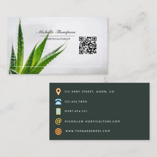 Cactus Succulenten QR Code Zakelijke Kaart Visitekaartje (Voorkant / Achterkant)