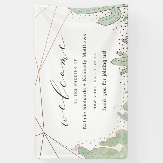 Cactus & Succulenten Terrarium Bruiloft Welkom Spandoek (Verticaal)