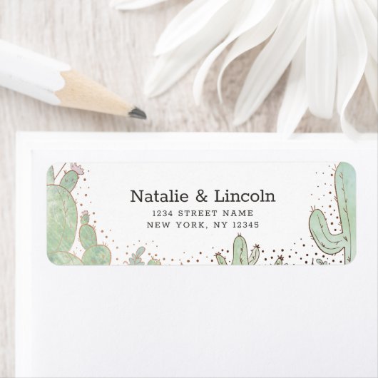 Cactus & Succulenten Trendy Bruiloft Retouradres Etiket (Insitu)