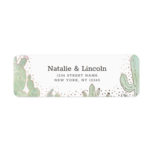 Cactus & Succulenten Trendy Bruiloft Retouradres Etiket (Voorkant)