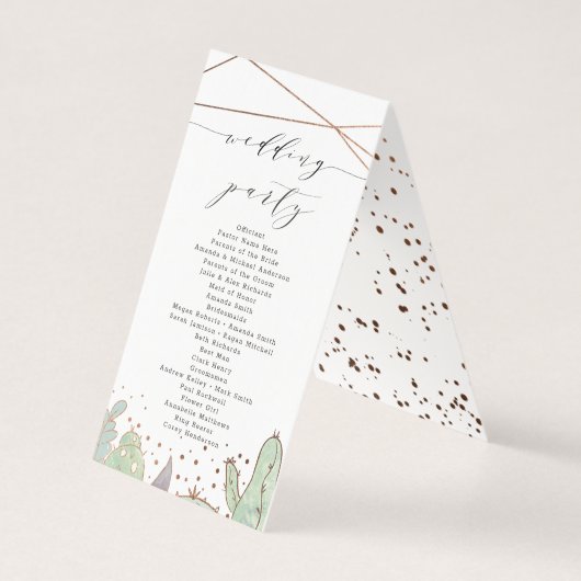 Cactus Succulenten Trendy Huwelijksceremonie Progr Kaart (Achterkant)