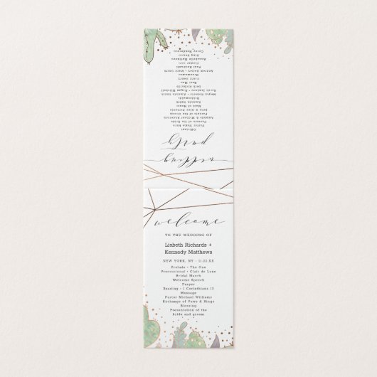 Cactus Succulenten Trendy Huwelijksceremonie Progr Kaart (Buitenkant ongevouwen)