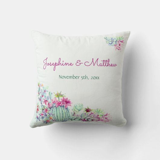 Cactus & Succulenten Waterverf Bruiloft Kussen (Achterkant)