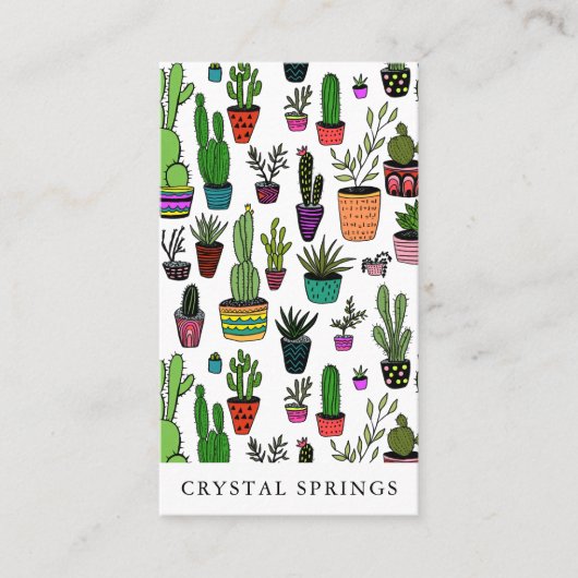 Cactus Succulents Botanical Plants Doodle Cute Visitekaartje (Voorkant)