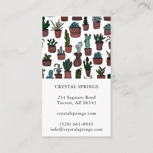 Cactus Succulents Botanical Plants Doodle Cute Visitekaartje (Achterkant)