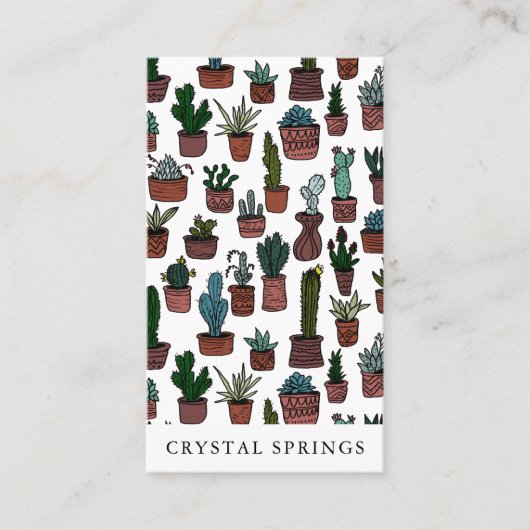 Cactus Succulents Botanical Plants Doodle Cute Visitekaartje (Voorkant)