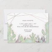 Cactus & Succulents Chic Bridesmaid proposal Kaart (Achterkant)